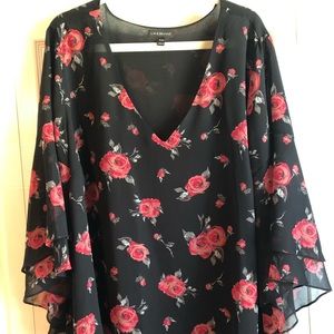 Beautiful Lane Bryant black and rose blouse 26/28